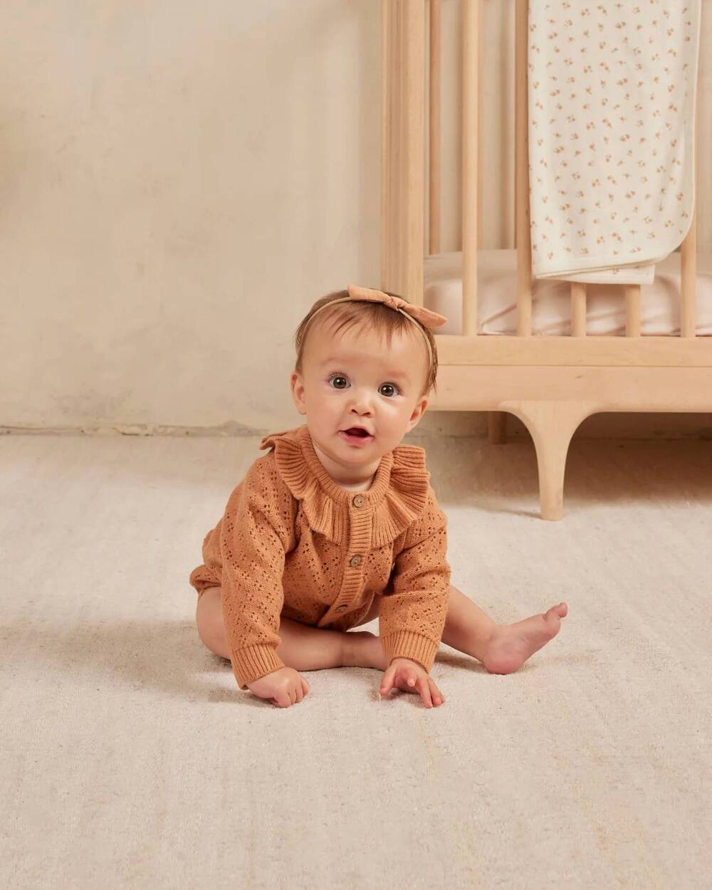 NEW QUINCY MAE girls ruffle collar cardigan in melon